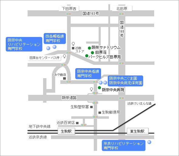 栗岡学園４専門学校の周辺地図