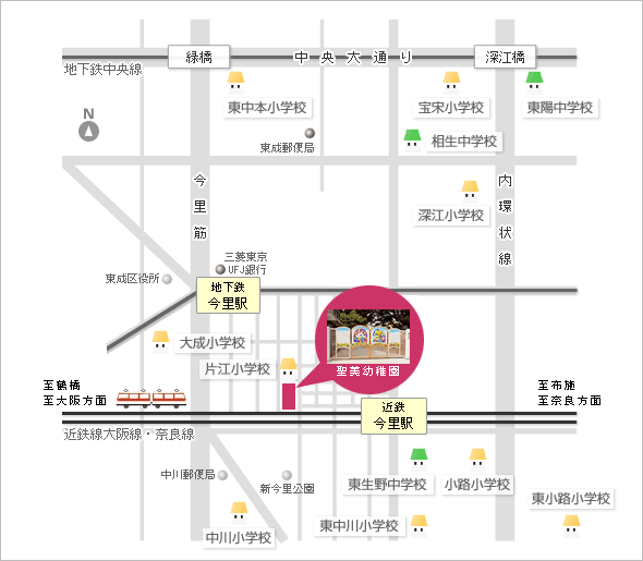 聖美幼稚園の辺地図